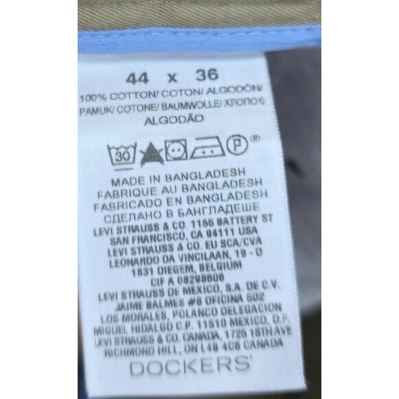 Dockers Pants Mens 44 X 36 Tan Khaki Flex Fit Flat Front Office 100% Cotton - Picture 4 of 4